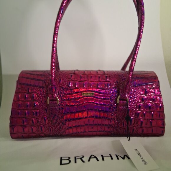 Brahmin Melbourne Collection Dayan Voltage Violet East-West Satchel Bag - Picture 5 of 11